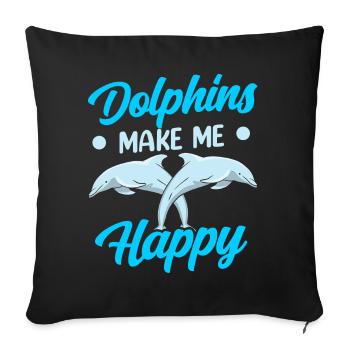 Dolphins Make Me Happy Dolphin Dolphin - Sofa pillowcase 17,3'' x 17,3'' (45 x 45 cm) - black - Front
