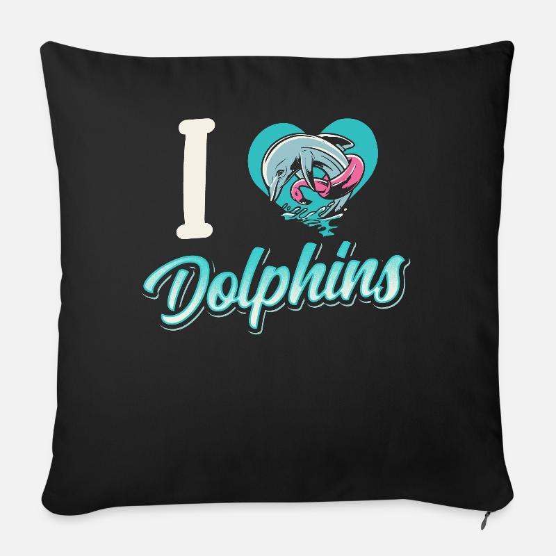 Ich Liebe Delfine Delphin Delphine Delfin - Sofakissenbezug 45 x 45 cm - Schwarz