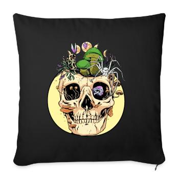 Horreur Halloween Spider Skull Champignons d’automne - Housse de coussin décorative 45 x 45 cm - noir - Devant