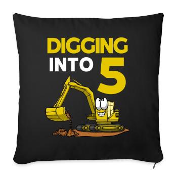 Conducteur de pelle creusant dans une pelle de 5 anniversaires - Housse de coussin décorative 45 x 45 cm - noir - Devant