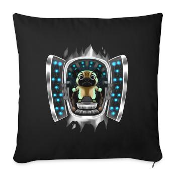 Pug Inside Costume Pug Takes Over Control - Sofa pillowcase 17,3'' x 17,3'' (45 x 45 cm) - black - Front