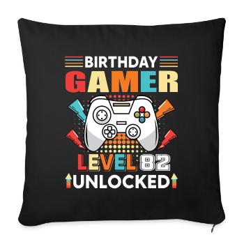 Birthday Gamer Level 82 Unlocked 82 Birthday - Sofa pillowcase 17,3'' x 17,3'' (45 x 45 cm) - black - Front