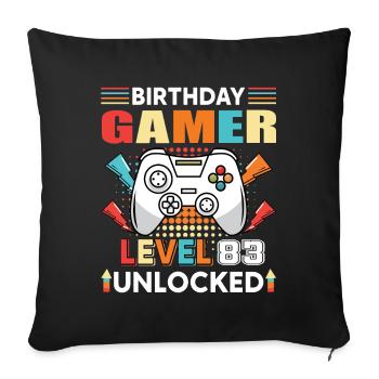 Birthday Gamer Level 83 Unlocked 83 Birthday - Sofa pillowcase 17,3'' x 17,3'' (45 x 45 cm) - black - Front