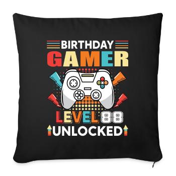 Anniversaire Gamer Niveau 88 Débloqué 88 Anniversaire - Housse de coussin décorative 45 x 45 cm - noir - Devant