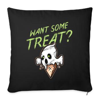 Want Some Treat Scary Cute Ghost Ice Cream - Sofakissenbezug 45 x 45 cm - Schwarz - Vorne
