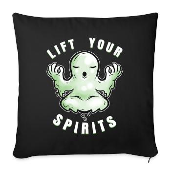 Lift Your Spirits Ghost Yoga Meditation Spirit - Sofa pillowcase 17,3'' x 17,3'' (45 x 45 cm) - black - Front
