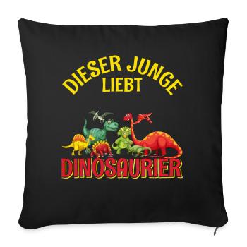 Dino Dinosaurier T-Rex Boy Junge Geschenk - Sofakissenbezug 45 x 45 cm - Schwarz - Vorne