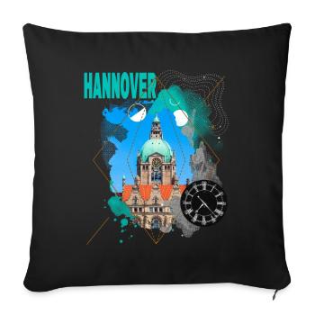 Hanovre Allemagne City Skyline Vintage Rétro - Housse de coussin décorative 45 x 45 cm - noir - Devant
