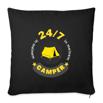 24/7 in meinem Camper - Sofakissenbezug 45 x 45 cm - Schwarz - Vorne