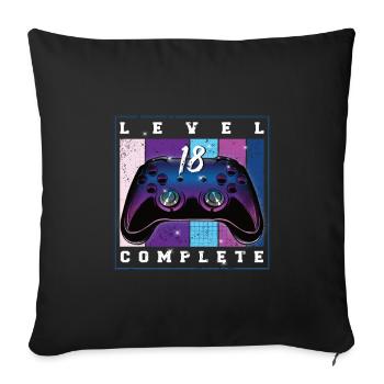 18th Birthday Boys Video Gamer Level 18 Complete - Sofa pillowcase 17,3'' x 17,3'' (45 x 45 cm) - black - Front