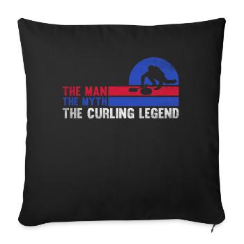 L’homme Le mythe La légende du curling Curling Papa - Housse de coussin décorative 45 x 45 cm - noir - Devant