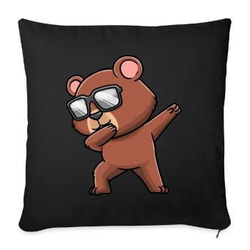 Dabbing Bear with Sunglasses - Sofa pillowcase 17,3'' x 17,3'' (45 x 45 cm) - black - Front