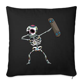 Skeleton Skateboard Halloween - Sofa pillowcase 17,3'' x 17,3'' (45 x 45 cm) - black - Front