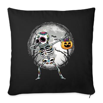 Dabbing Sugar Skull Skeleton With Pumpkin - Sofa pillowcase 17,3'' x 17,3'' (45 x 45 cm) - black - Front