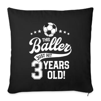 3 Years Old Soccer Themed Birthday Party 3rd Bday - Sofa pillowcase 17,3'' x 17,3'' (45 x 45 cm) - black - Front