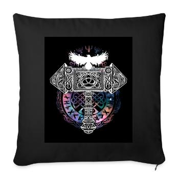 Thor Hammer Raven Mjölnir Rune Viking Galaxy - Sofa pillowcase 17,3'' x 17,3'' (45 x 45 cm) - black - Front