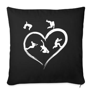 Parkour Free Running Traceur Heart - Housse de coussin décorative 45 x 45 cm - noir - Devant