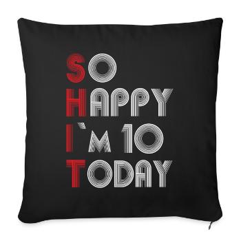 10 ans - Housse de coussin décorative 45 x 45 cm - noir - Devant