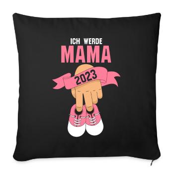 Mutter 2023 Schwanger Werdende Mama - Sofakissenbezug 45 x 45 cm - Schwarz - Vorne