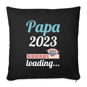 Vater 2023 Schwanger Werdender Papa - Sofakissenbezug 45 x 45 cm - Schwarz - Vorne