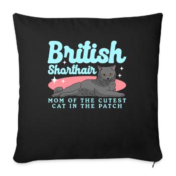 British Shorthair Mom Cat Mom Cats Cadeau - Housse de coussin décorative 45 x 45 cm - noir - Devant