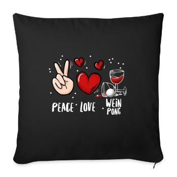 Wein Pong Trinkspiel - Sofakissenbezug 45 x 45 cm - Schwarz - Vorne