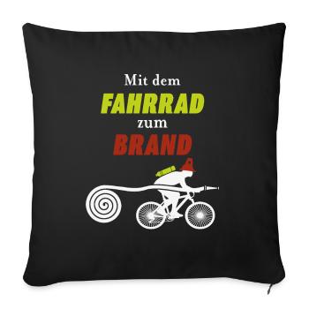 Mit dem Fahrrad zum Brand - Sofakissenbezug 45 x 45 cm - Schwarz - Vorne