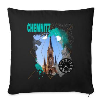 Chemnitz Germany City Skyline Vintage Retro - Sofa pillowcase 17,3'' x 17,3'' (45 x 45 cm) - black - Front