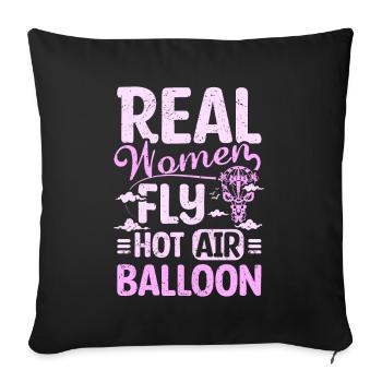 Women fly hot air balloon - Sofa pillowcase 17,3'' x 17,3'' (45 x 45 cm) - black - Front