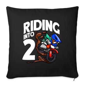 Monter dans 2 anniversaire Rider Motocross Birthday - Housse de coussin décorative 45 x 45 cm - noir - Devant