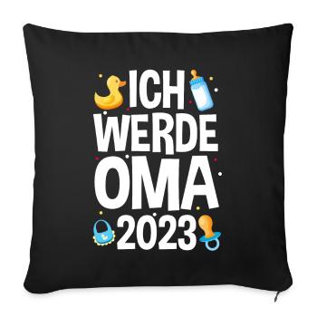 Großmutter 2023 Schwanger Werdende Oma - Sofakissenbezug 45 x 45 cm - Schwarz - Vorne