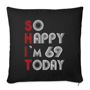 69 ans - Housse de coussin décorative 45 x 45 cm - noir - Devant