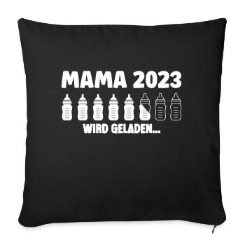 Mama Loading 2023 Lustige Schwangerschaft - Sofakissenbezug 45 x 45 cm - Schwarz - Vorne