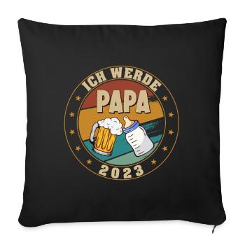 Ich werde Papa 2023 Lustige Schwangerschaft - Sofakissenbezug 45 x 45 cm - Schwarz - Vorne