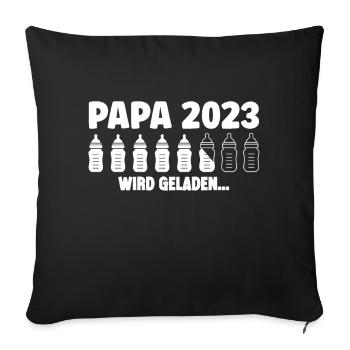 Papa 2023 wird geladen Lustige Schwangerschaft - Sofakissenbezug 45 x 45 cm - Schwarz - Vorne