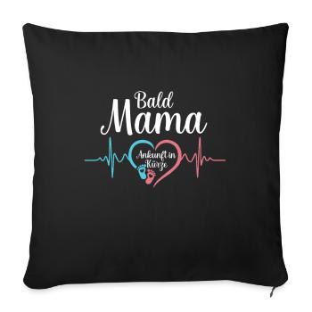 Soon Mama - Announce Funny Pregnancy - Sofa pillowcase 17,3'' x 17,3'' (45 x 45 cm) - black - Front