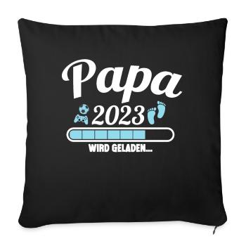 Papa 2023 wird geladen Lustige Schwangerschaft - Sofakissenbezug 45 x 45 cm - Schwarz - Vorne