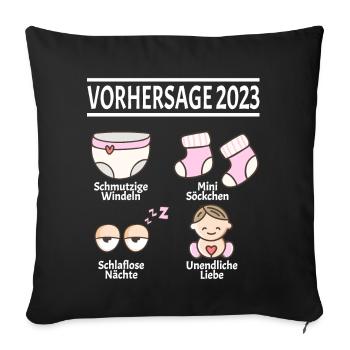 Werdende Eltern Vorhersage 2023 Schwanger für - Sofakissenbezug 45 x 45 cm - Schwarz - Vorne