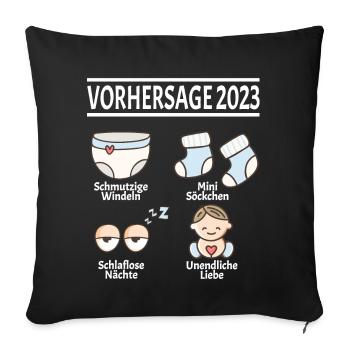 Werdende Eltern Vorhersage 2023 Schwanger für - Sofakissenbezug 45 x 45 cm - Schwarz - Vorne