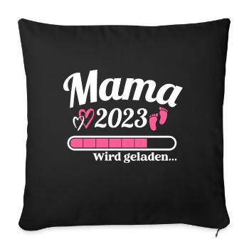 Mama Loading 2023 Lustige Schwangerschaft - Sofakissenbezug 45 x 45 cm - Schwarz - Vorne