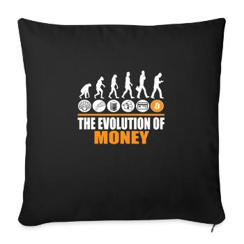 Bitcoin Evolution de l’argent - Drôle de BTC - Housse de coussin décorative 45 x 45 cm - noir - Devant