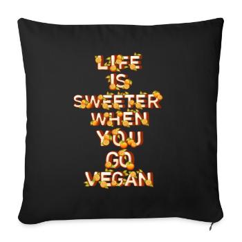 La vie est plus douce quand vous allez aux agrumes végétaliens - Housse de coussin décorative 45 x 45 cm - noir - Devant