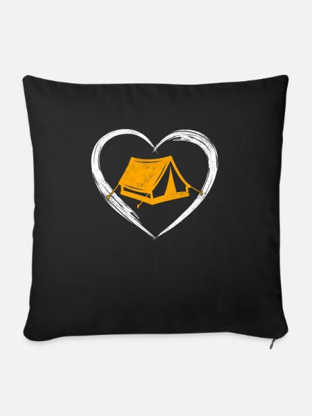 Camping love - Sofakissenbezug 45 x 45 cm - Schwarz