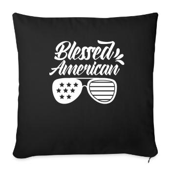 Bienheureuse Amérique américaine États-Unis Patriotique - Housse de coussin décorative 45 x 45 cm - noir - Devant