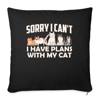 Unfortunately I can't have plans with my cat - Sofa pillowcase 17,3'' x 17,3'' (45 x 45 cm) - black - Front