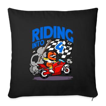 Motocycliste roulant dans 4 garçon moto anniversaire - Housse de coussin décorative 45 x 45 cm - noir - Devant