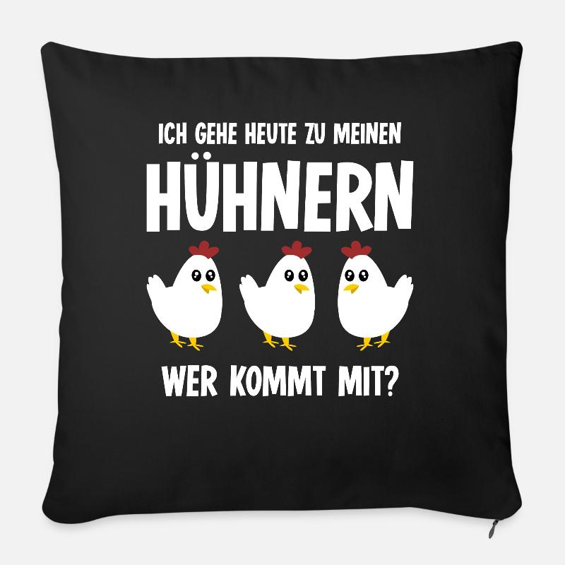Hühner Hühnerzucht Hühnerstall Hahn Huhn - Sofakissenbezug 45 x 45 cm - Schwarz