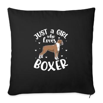Boxer Fille Chien Chien Allemand Boxer Cadeau - Housse de coussin décorative 45 x 45 cm - noir - Devant