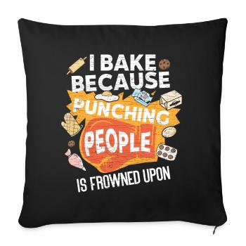 Backen Geschenk Bäcker - Sofakissenbezug 45 x 45 cm - Schwarz - Vorne