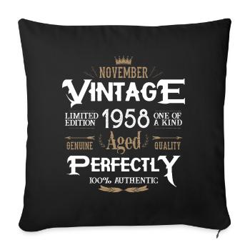 Novembre 1958 naissance Légendes Anniversaire - Housse de coussin décorative 45 x 45 cm - noir - Devant